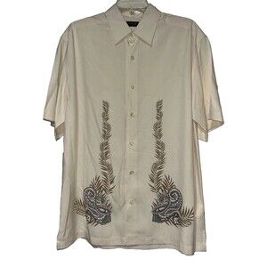 AXIS LA Men's Silk Button Down Shirt size M Short Sleeve Paisley